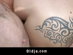 Old wood man fucks two teens in the forest