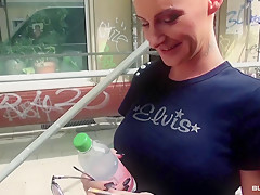 BUMS BUS - German MILF gets cum covered in naughty pickup and fuck in the bus