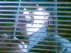 Blonde blindfolded doggy cum stockings heels