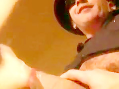 Blonde blindfolded doggy cum stockings heels