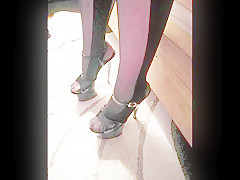 Shoejob and cumshot on wife s high heels