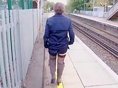 Tiny tit milf suzy platform walk and toying