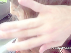 Stranded teen fucks married guy in car