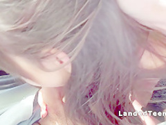 Stranded teen fucks married guy in car