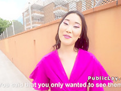 Small tits Asian bangs stranger in public