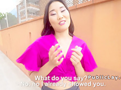 Small tits Asian bangs stranger in public