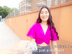 Small tits Asian bangs stranger in public
