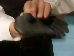 Short haired brunette Julia Crow in a hot fetish outfit