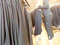 Beautiful blonde worker in store spy