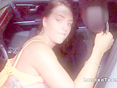 Brunette hitchhiker gives road head