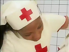 Ebony Nurses Ride Tied Down Gas Mask Guy