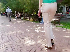 Russian ass in white pants