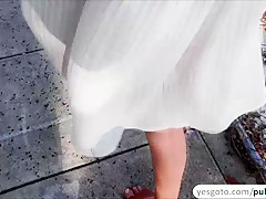 Slutty babe Jade Amber fucks a hard cock in public