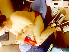 Chubby slut wife Ewalking in her 10 inch hooker high heels