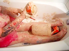 Heelgoddess getting real messy with cake mix