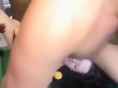 Tiny dutch brunette gangbang