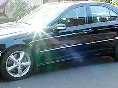 Celine having fun on the backseat of mercedes