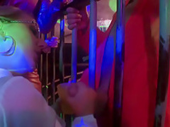 Amazing pornstars Angel Piaff, Candy Alexa and Nicole Vice in hottest group sex, interracial porn clip