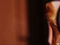 Beautiful blonde comes warmed up by her hands