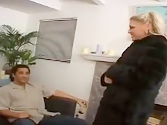 A cougar blonde goes to an interracial GB