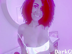 Naughty ebony babe Ariana Aimes begging her bf for cock