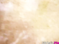 Dyke babes showing off their dildo sucking skills in trio