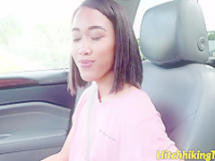 Horny thai teen Aria Skye fucks hard for a car ride