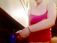 Fucking her mounted dildo