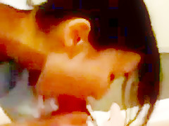 Chinese girlfriend giving blowjob