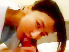 Chinese girlfriend giving blowjob