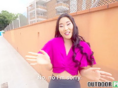 Horny slut Katana rides wildly big hard cock on the bench