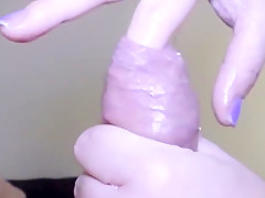 Edging his cock with sleeve