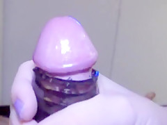 Edging his cock with sleeve