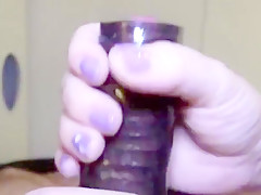 Edging his cock with sleeve