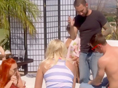 Fabulous pornstar Adrianna Luna in incredible group sex, redhead adult scene