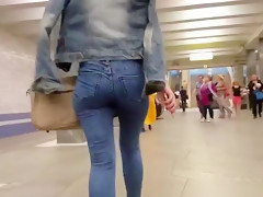 Hot russian wriggle ass in metro 2