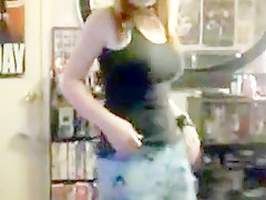 Redhead college girl striptease