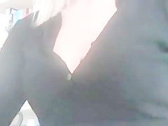 Blonde library crotchless panties