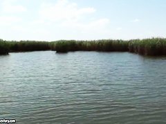 Hot teenage blondie nudist being sexy on a vacation