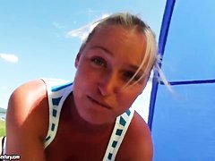 Hot teenage blondie nudist being sexy on a vacation