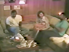 Crazy amateur Threesomes, Interracial sex clip