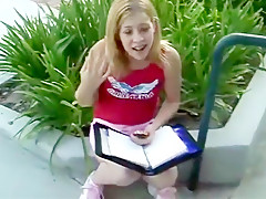 junior student leah with braces and glasses picked up