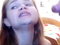 Sexy girlfriend deepthroats and gets facial cumshot