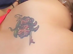 Incredible pornstars Persia Black and Samantha Slater in exotic tattoos, fishnet sex clip