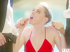 VIXEN Tori Black Takes on Two Cocks In An Award Show After Party