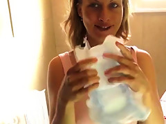 Pregnant milf testing diapers