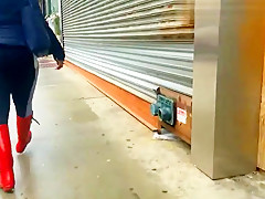 Sexy red boots walk
