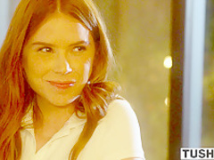 TUSHY Hot Hotel Maid Gets Ass Dominated By A Power Couple