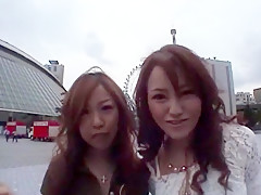 Horny Japanese slut Emi Haruna, Ruru Yuki in Hottest Handjob, POV JAV movie