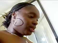 Chubby Black Chick Riding White Schlong